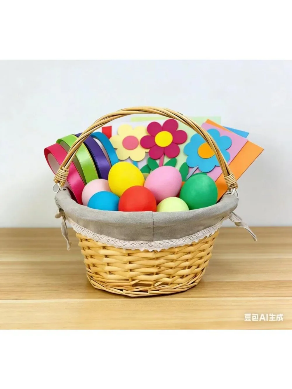 Large Wicker Easter Basket for Kids - Empty, Handle, Tags, Perfect for Toddlers